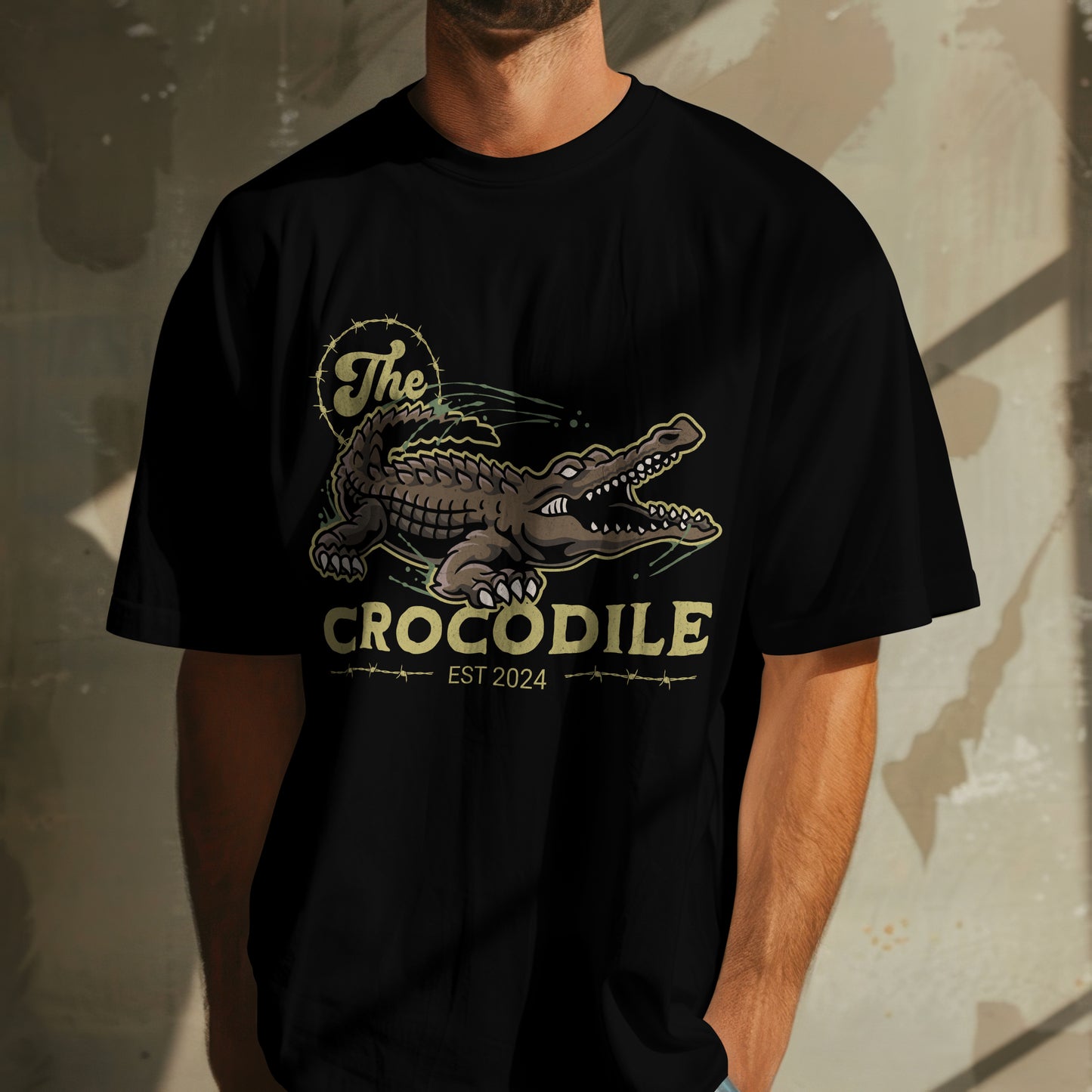 CROCODILE OFF SHOULDER T-SHIRT