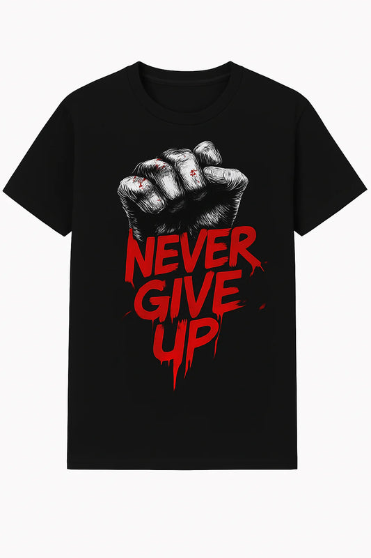 NEVER GIVE UP REGULAR T-SHIRT